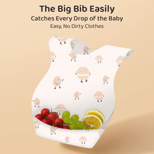 StarAndDaisy Disposable Baby Bibs, 50 Pack Soft Travel Bibs for Feeding Infant Babies, Use and Throw Bibs, Toddler Drool Burp Apron, 3 Layer Absorbent Yet Waterproof bib with 3D Crumb Catcher (Pack Of 50) - Image 8