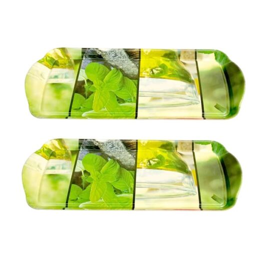 SND Homes 100% Pure Food Grade Melamine Plastic Multipurpose Kitchen Snack & Burger Tray Platter 13 inch X 6 inch Multi Color Set of 2