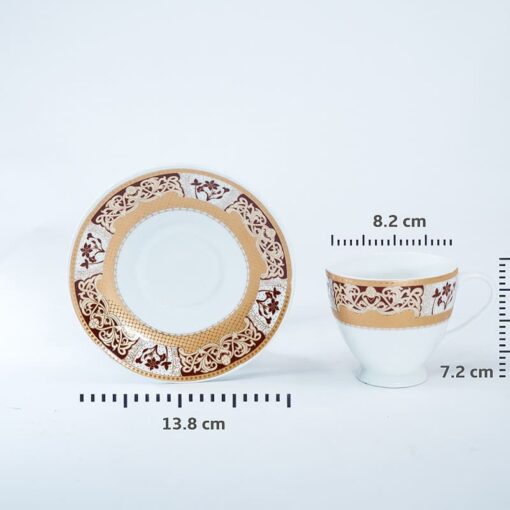 SND Homes Pack of 6 Bone China Cup & Saucer Set of 6 - Carpet Series (White) - Image 3