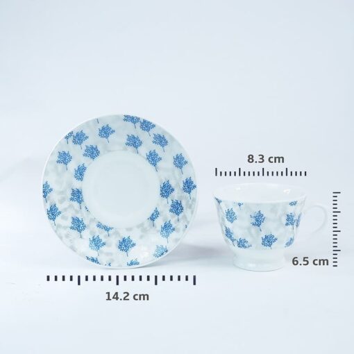 SND Homes Pack of 6 Bone China Cup & Saucer Set of 6 - Carpet Series (White) - Image 3
