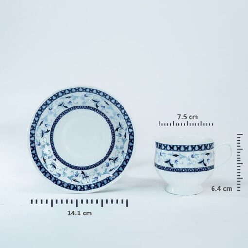 SND Homes Pack of 6 Bone China Cup & Saucer Set of 6 - Carpet Series (White) - Image 3