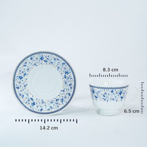 SND Homes Pack of 6 Bone China Cup & Saucer Set of 6 - Carpet Series (White) - Image 3