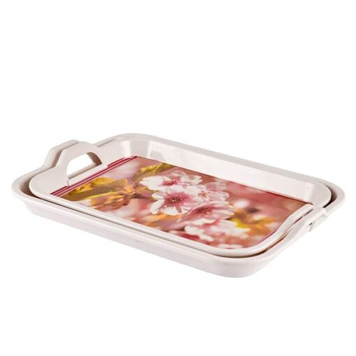 SND Homes Premium Melamine Break Resistant Serving Tray Set Shape-Classic Modern Designs(Set of 2 - M, L) - Image 3