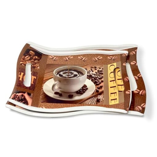  SND Homes Melamine Serving Tray for Home Set of 2 (Medium and Large Size) WEP Series Tray - Image 3