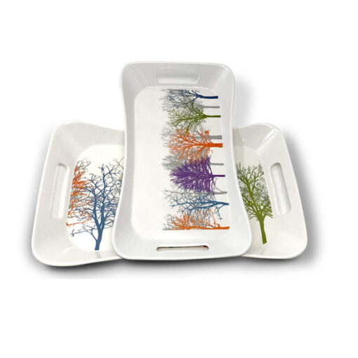 SND Homes Vista Series Crystal Melamine Serving Tray (Multicolour, Medium and Large) - Set of 2 - Image 5