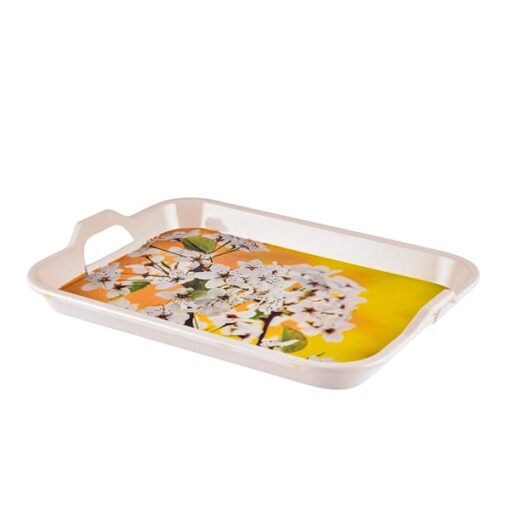 SND Homes Premium Melamine Break Resistant Serving Tray Set Shape-Classic Modern Designs(Set of 2 - M, L) - Image 2
