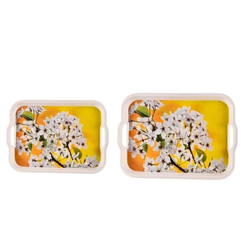 SND Homes Premium Melamine Break Resistant Serving Tray Set Shape-Classic Modern Designs(Set of 2 - M, L) - Image 3
