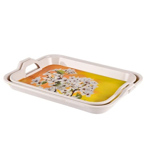 SND Homes Premium Melamine Break Resistant Serving Tray Set Shape-Classic Modern Designs(Set of 2 - M, L) - Image 4