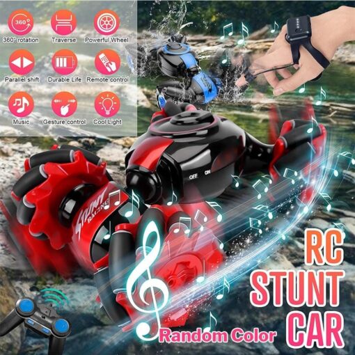 Speed Pioneer RC Car Stunt Remote Control Car Twisting Drift Car 2.4GHz Gesture Sensor Watch Control Toy Cars Off Road Vehicle 360° Flips with Lights Music for Boys Girls Kids - Image 2