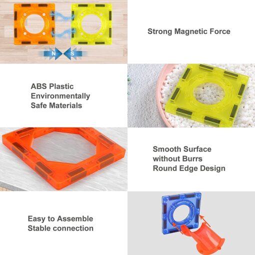 Light Magnetic Tiles- Building Blocks for Kids, 3D STEAM Educational Toys, Magnetic Marble Run/ Toys for Kids Age 3 +Year Old Boys Girls Creative Gift (110 Pieces Multicolor) - Image 6