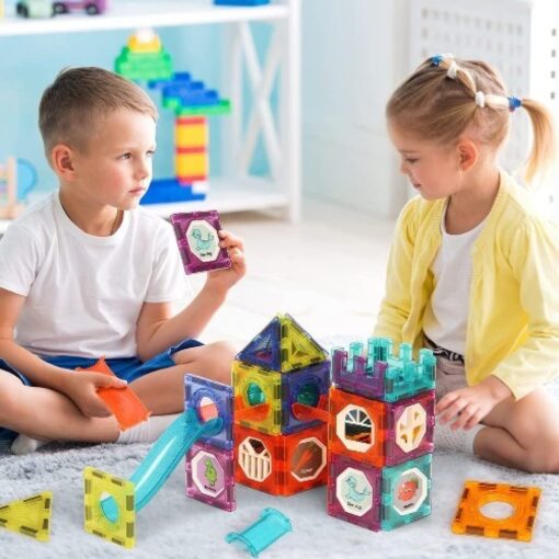 Light Magnetic Tiles- Building Blocks for Kids, 3D STEAM Educational Toys, Magnetic Marble Run/ Toys for Kids Age 3 +Year Old Boys Girls Creative Gift (110 Pieces Multicolor) - Image 7