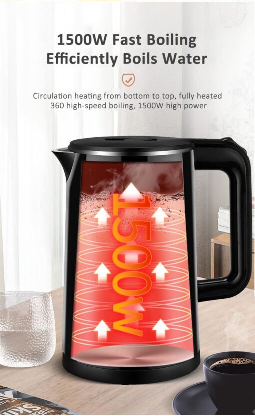 StarAndDaisy  Electric Kettle with Stainless Steel Body, 1.8 liters for tea and Hot water. Auto Shut-Off. Cordless (Black) - Image 7
