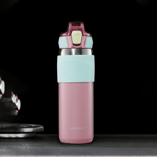 StarAndDaisy HelloDream Series Kids Water Bottle, Non-Toxic Leak Proof Thermoses Stainless Steel BPA Free Insulated Water Flask with Hanging Buckle- 580 ml ( Athens Pink)