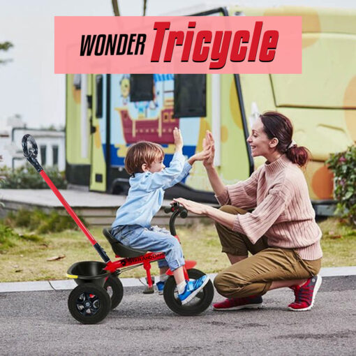 [Refurbished] StarAndDaisy Wonder Kids/Baby Tricycle Trike with Parental Control, with Dual Storage Basket, Cushion Seat, Seat Belt, Foldable Footrest, Boys Girls 1.5 to 5 Years (Red) - Image 3