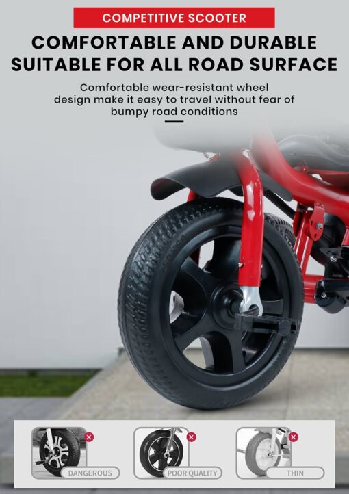 [Refurbished] StarAndDaisy Wonder Kids/Baby Tricycle Trike with Parental Control, with Dual Storage Basket, Cushion Seat, Seat Belt, Foldable Footrest, Boys Girls 1.5 to 5 Years (Red) - Image 5