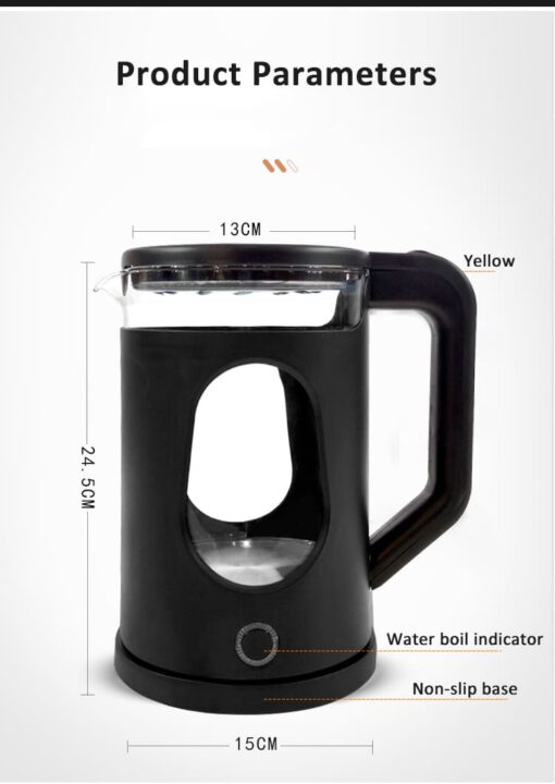 StarAndDaisy Borosilicate Glass Electric Kettle, 1.8 liters for tea and Hot water | Auto Shut-Off | Cordless (Black) - Image 7