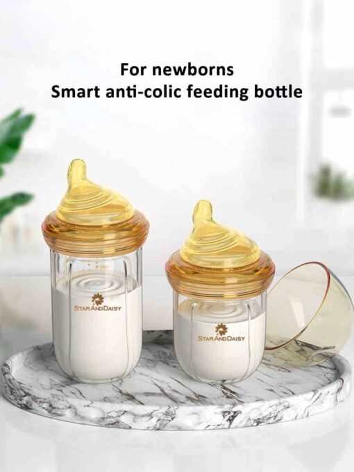 StarAndDaisy Powder Skin Feeding Bottle with With Soft Silicone BPA Free Bottle and Nipple, High-Temperature Resistance, Anti-Flatulence and High Borosilicate Glass, Suitable for 0-3 Months Baby - Image 4