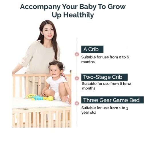 StarAndDaisy Natural Wood Sleeping Wooden Cot, Bed , Cribs for Baby and Kids - Image 4
