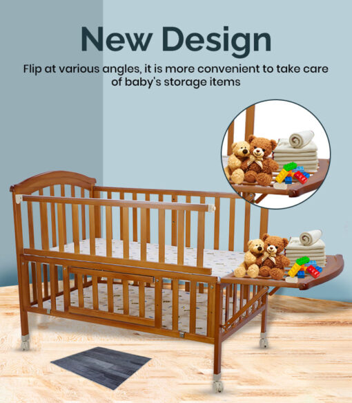 StarAndDaisy Natural Wood Sleeping Wooden Cot, Bed , Cribs for Baby and Kids - Image 5
