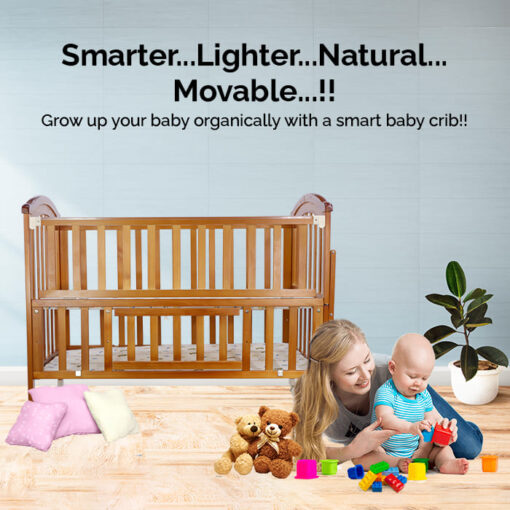 StarAndDaisy Natural Wood Sleeping Wooden Cot, Bed , Cribs for Baby and Kids - Image 7