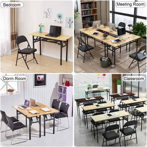 SND Homes Foldable Solid Wood Office Table and Workstations /Computer Table/Work Desk for Kids/Adults - No Assembly Required (80 X 50 cm Walnut Brown) - Image 7