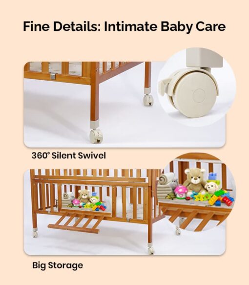 StarAndDaisy Natural Wood Sleeping Wooden Cot, Bed , Cribs for Baby and Kids - Image 2