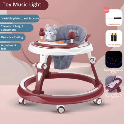 [Refurbished] StarAndDaisy multifunctional intelligent early education baby walker with Toy tray (Red) - Image 5