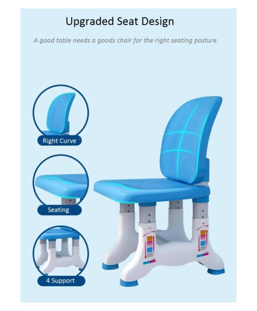 StarAndDaisy Upgraded Kids Study Table and Chair with Book Holder and LED Light and Table Recline Option (Blue) - Image 2