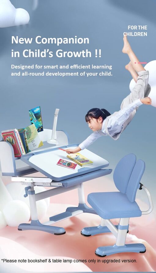 StarAndDaisy Smart Foldable Kids Study Table and Chair Set for Children And Student with LED Lamp and Book Storage Shelf -Blue | R8-3 - Image 7