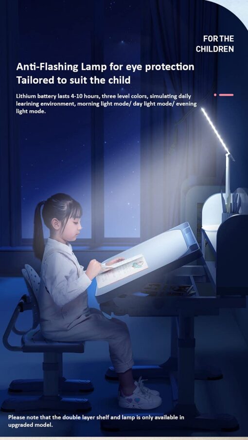 StarAndDaisy Smart Foldable Kids Study Table and Chair Set for Children And Student with LED Lamp and Book Storage Shelf -Blue | R8-3 - Image 8