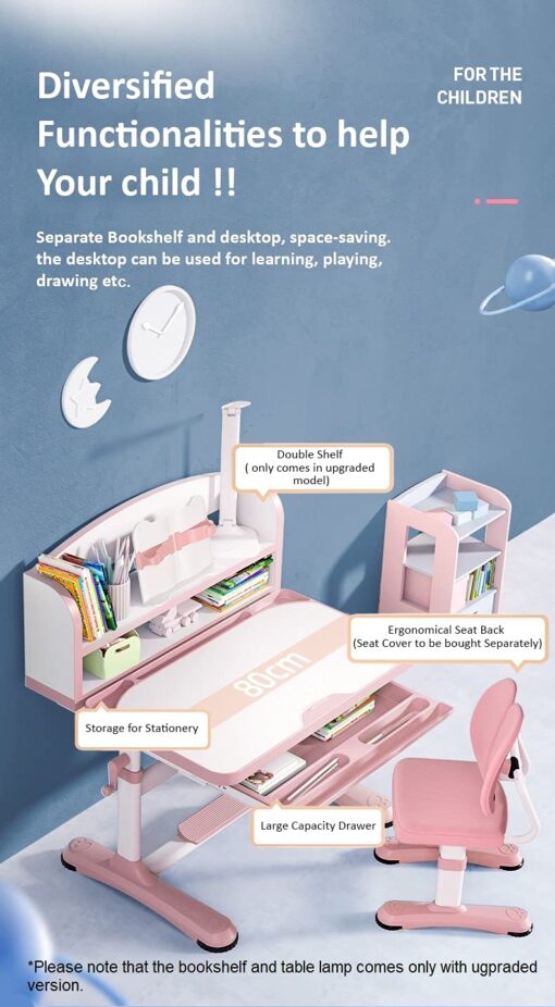 StarAndDaisy Smart Foldable Kids Study Table and Chair Set for Children And Student with LED Lamp and Book Storage Shelf -Blue | R8-3 - Image 4