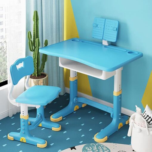 StarAndDaisy Kids Study Table with Chair Set For Children with Book Holder For 2 to 12 years - S01 Blue