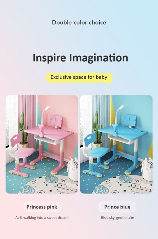 [Refurbished] StarAndDaisy Best Kids Study Table with Chair Set For Children’s, Height Adjustable Children School Study Table & Chair, LED Lamp & Book Holder, & Storage For 2 years to 12 years Boys Girls (S01 Pink) - Image 11
