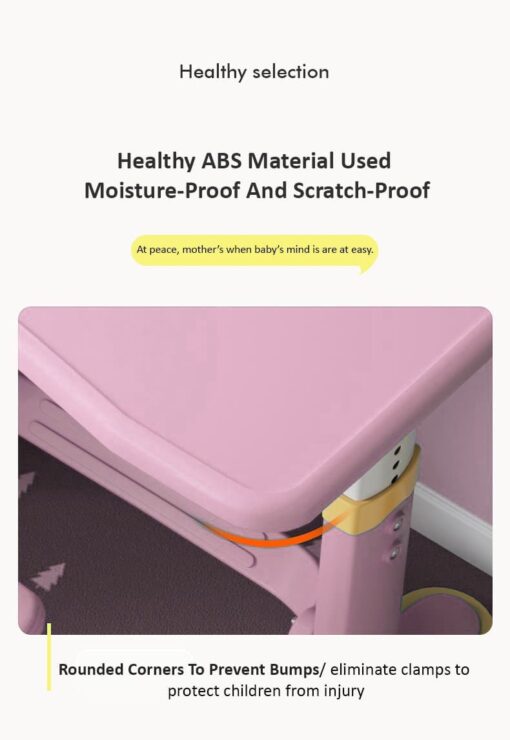 [Refurbished] StarAndDaisy Best Kids Study Table with Chair Set For Children’s, Height Adjustable Children School Study Table & Chair, LED Lamp & Book Holder, & Storage For 2 years to 12 years Boys Girls (S01 Pink) - Image 5