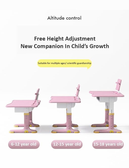 [Refurbished] StarAndDaisy Best Kids Study Table with Chair Set For Children’s, Height Adjustable Children School Study Table & Chair, LED Lamp & Book Holder, & Storage For 2 years to 12 years Boys Girls (S01 Pink) - Image 7