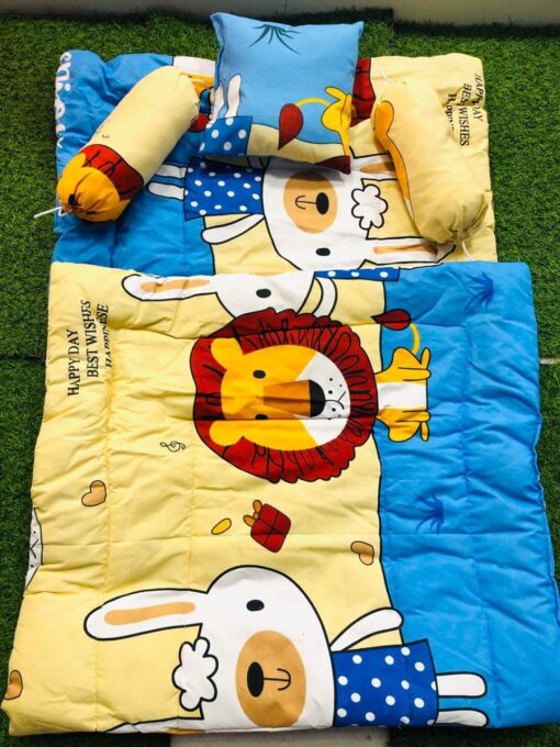 Baby Bedding Set with Mattress Of 5Pcs. ( 2 Bolsters, 1 Baby Neck Pillow,1 Baby Mattress, 1 Baby Quilt) ( Age – Upto 18 months | Assorted Print)