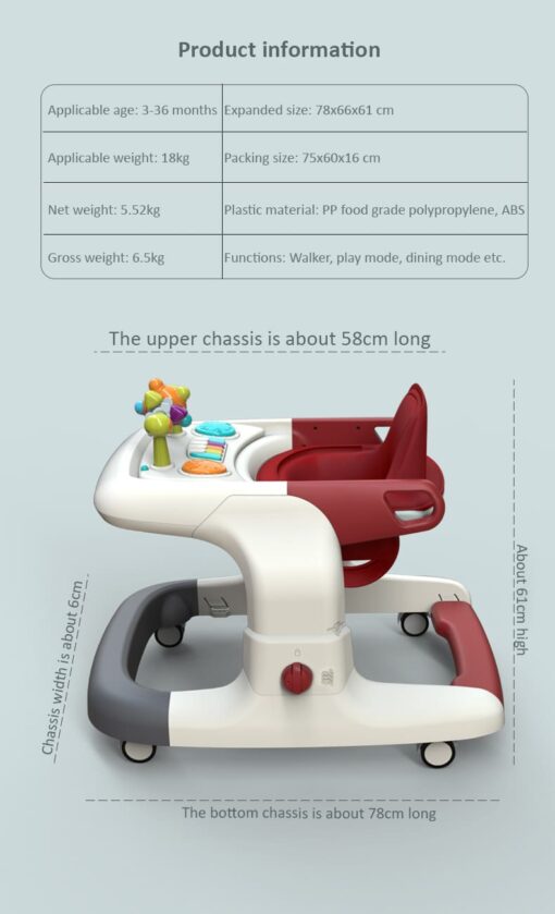 [Refurbished] StarAndDaisy Colossal Ultra-Premium Baby walker for newborn / musical toy tray for newborn babies, Anti-O-Shaped Leg, Anti-Fall wide support frame and Adjustable height - Image 4