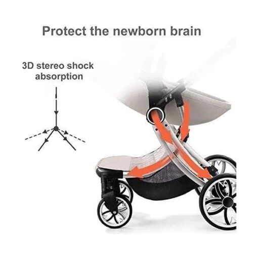 StarAndDaisy High End Buggy Stroller , Pram & Pushchair with Convertible Design Basket with Shock Absorbers and Large Premium Wheels Baby and Kids (Grey) - Image 4