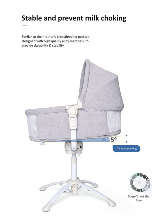 StarAndDaisy 3-in-1 Baby Cradle, Baby Swing, Baby Crib, Baby High Chair with Bedding Set and Mosquito Net , Newborn to 18 Months (Qatta - Blue) - Image 8