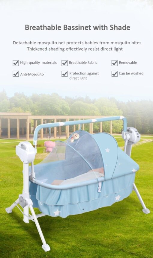 StarAndDaisy Nestling Smart & Portable Baby Cradle Crib with automatic swing, remote and Bluetooth (GREY) - Image 3