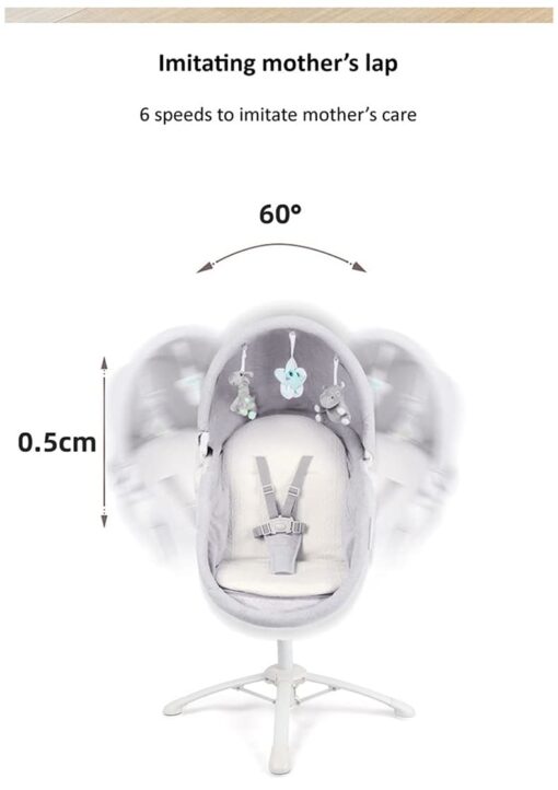 StarAndDaisy 3-in-1 Baby Cradle, Baby Swing, Baby Crib, Baby High Chair with Bedding Set and Mosquito Net , Newborn to 18 Months (Qatta - Blue) - Image 6