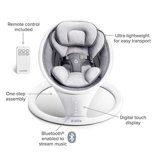 International Series Baby Infants Automatic Electric Rockers & Swing For Baby with Smart Digital Touch Panel Display (Includes Remote Control), Inbuilt Bluetooth Enabled to Stream Music, Safety Belt, Portable Lightweight Baby Swing with Natural Sway in 5 Adjustable Swing Speeds For New Born baby - Image 5