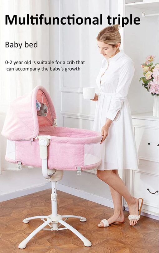 StarAndDaisy 3-in-1 Baby Cradle, Baby Swing, Baby Crib, Baby High Chair with Bedding Set and Mosquito Net , Newborn to 18 Months (Qatta - Blue) - Image 4