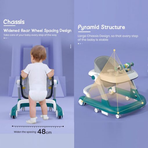 StarAndDaisy Tiny Steps Baby Walker 2-in-1 Infant & Baby Activity Walker - Seated or Walk-Behind (Blue) *Without Floor mat - Image 3