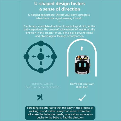 u shaped baby walker black