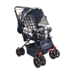 [Refurbished] StarAndDaisy Sunrise Baby Stroller and Pram with Extended Mosquito Net and Ultra Soft Cushions & Reversible Handlebar (White Checks Print | Sigma)