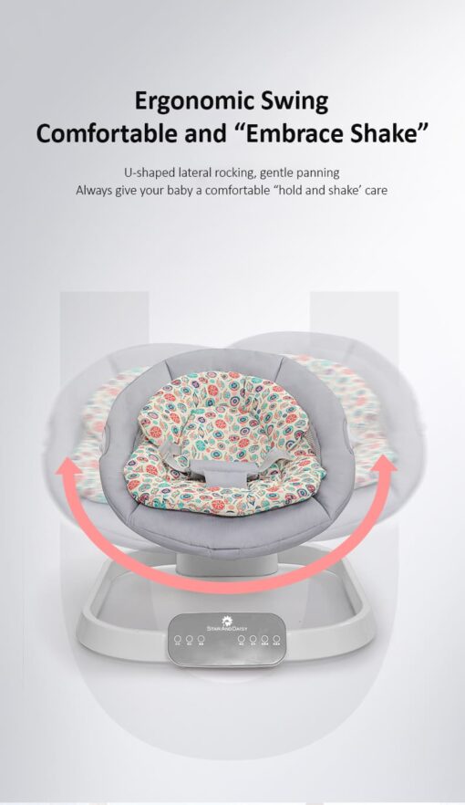 [Refurbished] StarAndDaisy Rocking Baby Bed Rocker / Swings for Infants with 5 Speeds Swings, Bluetooth Music Baby Bouncer with Remote Control for 2-10 kg, 0-18 Months, Dining Tray, Mosquito net and Urine mat (Grey) - Image 4
