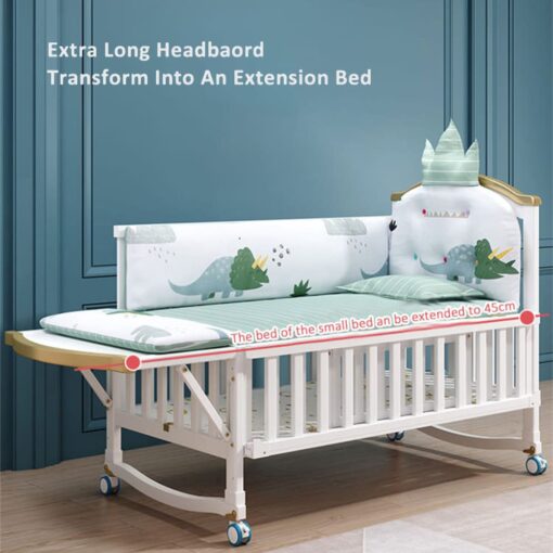 [Refurbished] StarAndDaisy 12 in 1 Baby Bed Cot Crib for Baby Sleeping, Mosquito Net and Adjustable Stand (Premium White) - Image 4