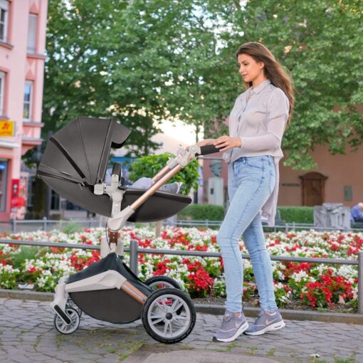 International Series Hot-Mom Stroller, Pram , Buggy & Pushchair with inbuilt 360 Rotation Function, Travel System Pram for Baby and Kids (Brown) - Image 2