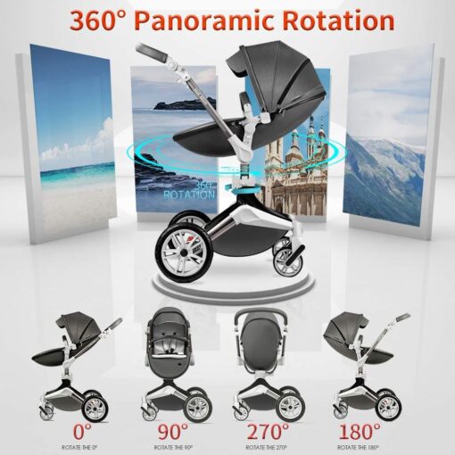 International Series Hot-Mom Stroller, Pram , Buggy & Pushchair with inbuilt 360 Rotation Function, Travel System Pram for Baby and Kids (Brown) - Image 3